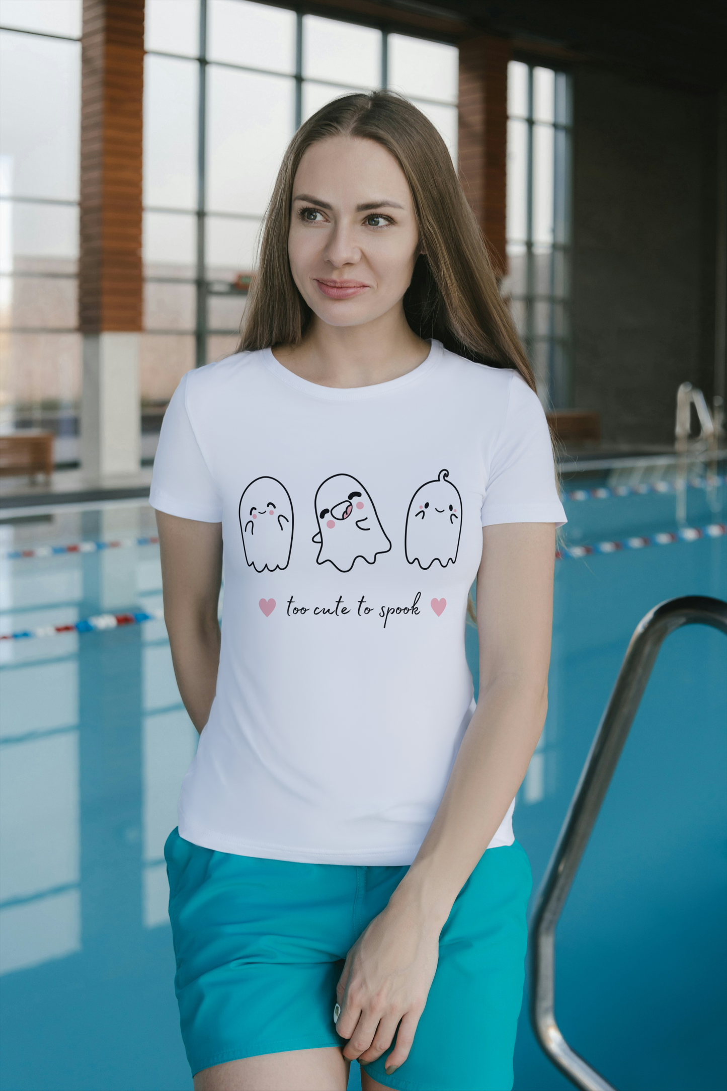 "Too Cute to Spook" Women's Graphic T-Shirt – Adorable Ghost Design