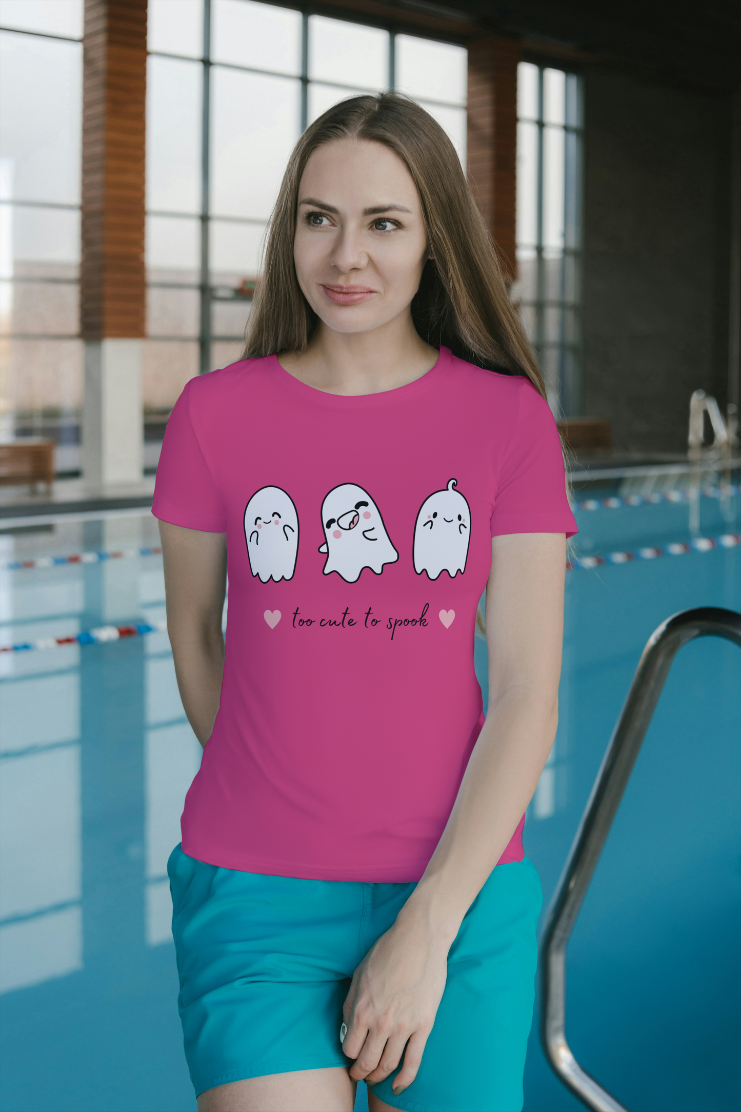 "Too Cute to Spook" Women's Graphic T-Shirt – Adorable Ghost Design