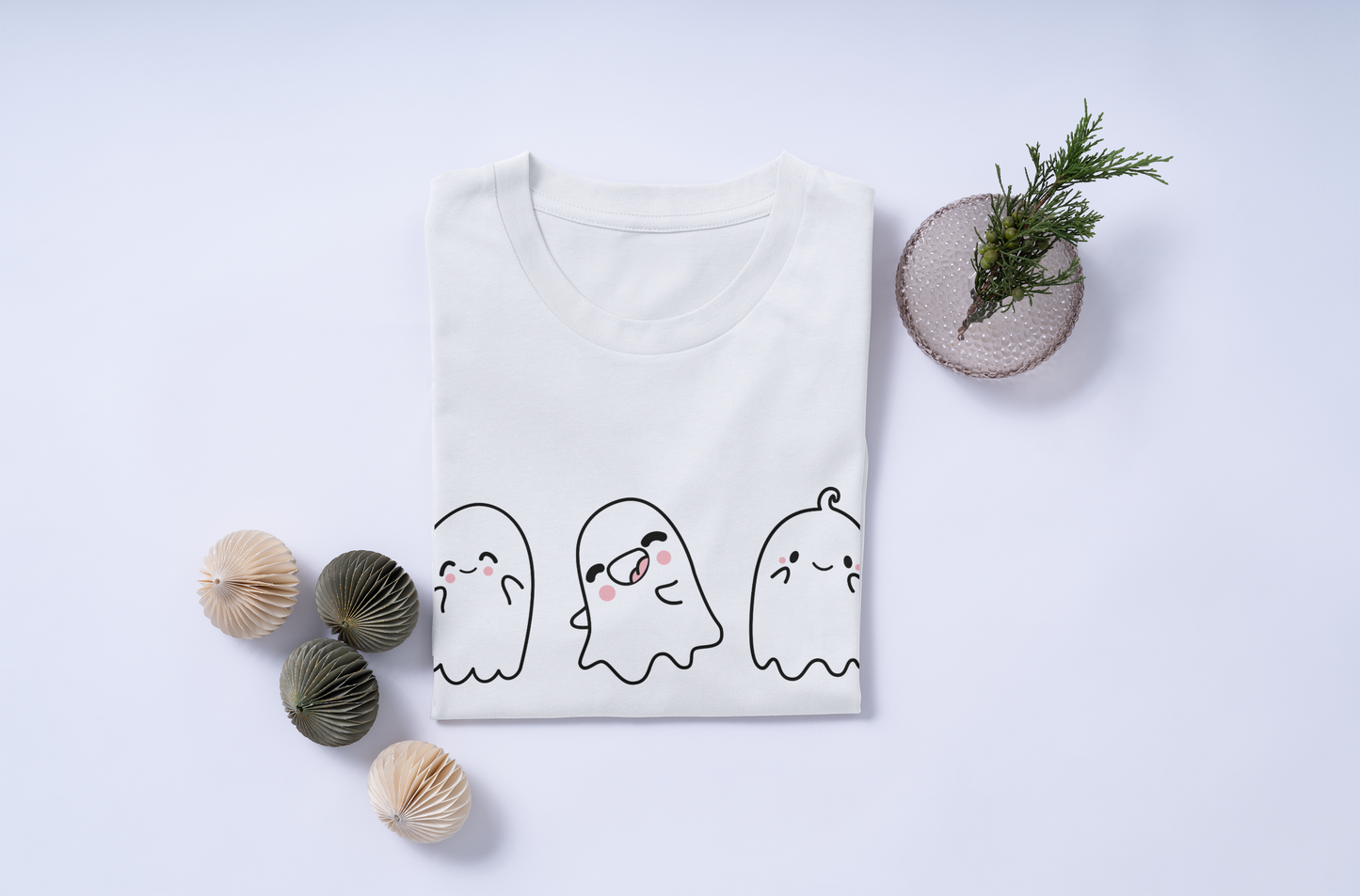 "Too Cute to Spook" Women's Graphic T-Shirt – Adorable Ghost Design