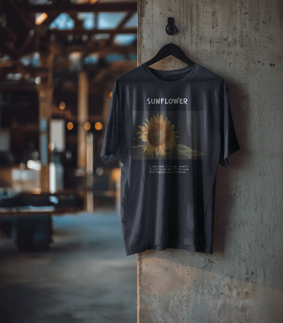Vintage Sunflower Oversized Graphic Tee โ Aesthetic Botanical Print