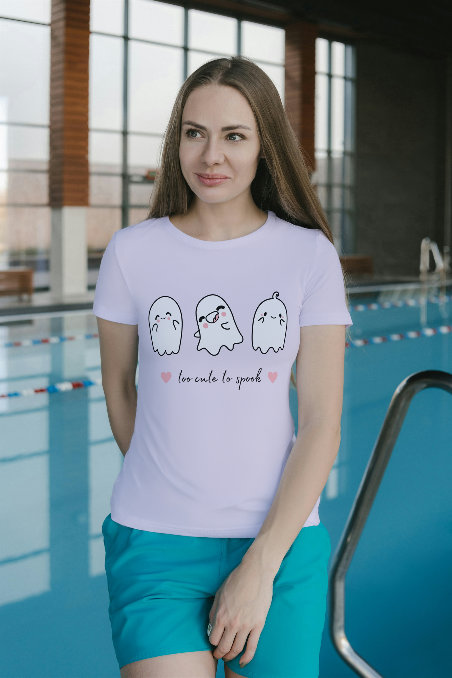 "Too Cute to Spook" Women's Graphic T-Shirt – Adorable Ghost Design