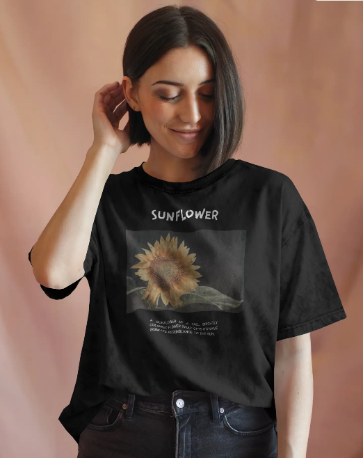 Vintage Sunflower Oversized Graphic Tee – Aesthetic Botanical Print